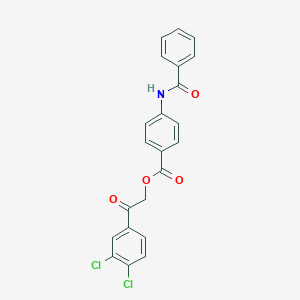 molecular formula C22H15Cl2NO4 B431479 2-(3,4-Dichlorophenyl)-2-oxoethyl 4-(benzoylamino)benzoate 