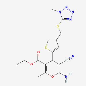 ETHYL 6-AMINO-5-CYANO-2-METHYL-4-(4-{[(1-METHYL-1H-1,2,3,4-TETRAZOL-5-YL)SULFANYL]METHYL}THIOPHEN-2-YL)-4H-PYRAN-3-CARBOXYLATE