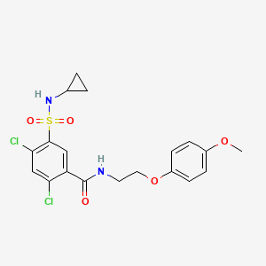 molecular formula C19H20Cl2N2O5S B4314811 2,4-dichloro-5-(cyclopropylsulfamoyl)-N-[2-(4-methoxyphenoxy)ethyl]benzamide 