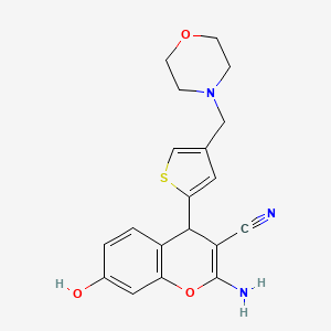 molecular formula C19H19N3O3S B4314839 2-amino-7-hydroxy-4-[4-(morpholin-4-ylmethyl)-2-thienyl]-4H-chromene-3-carbonitrile 