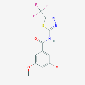 molecular formula C12H10F3N3O3S B431487 3,5-dimethoxy-N-[5-(trifluoromethyl)-1,3,4-thiadiazol-2-yl]benzamide 