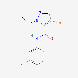 molecular formula C12H11BrFN3O B4314899 4-bromo-1-ethyl-N-(3-fluorophenyl)-1H-pyrazole-5-carboxamide 