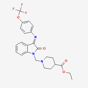 ETHYL 1-{[2-OXO-3-{[4-(TRIFLUOROMETHOXY)PHENYL]IMINO}-1H-INDOL-1(2H)-YL]METHYL}-4-PIPERIDINECARBOXYLATE