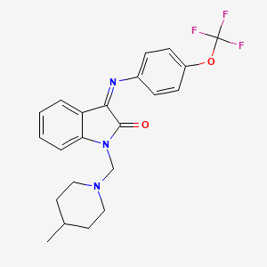 molecular formula C22H22F3N3O2 B4315000 1-[(4-METHYLPIPERIDINO)METHYL]-3-{[4-(TRIFLUOROMETHOXY)PHENYL]IMINO}-1H-INDOL-2-ONE 