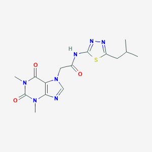 molecular formula C15H19N7O3S B431503 2-(1,3-dimethyl-2,6-dioxo-1,2,3,6-tetrahydro-7H-purin-7-yl)-N-(5-isobutyl-1,3,4-thiadiazol-2-yl)acetamide 