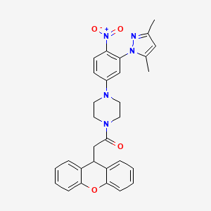 1-{4-[3-(3,5-DIMETHYL-1H-PYRAZOL-1-YL)-4-NITROPHENYL]PIPERAZINO}-2-(9H-XANTHEN-9-YL)-1-ETHANONE