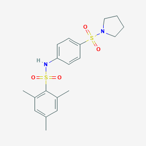 molecular formula C19H24N2O4S2 B431508 2,4,6-trimethyl-N-[4-(pyrrolidin-1-ylsulfonyl)phenyl]benzenesulfonamide 