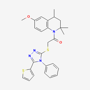 1-(6-methoxy-2,2,4-trimethyl-3,4-dihydroquinolin-1(2H)-yl)-2-{[4-phenyl-5-(thiophen-2-yl)-4H-1,2,4-triazol-3-yl]sulfanyl}ethanone