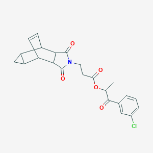 molecular formula C23H22ClNO5 B431509 1-(3-chlorophenyl)-1-oxopropan-2-yl 3-(1,3-dioxooctahydro-4,6-ethenocyclopropa[f]isoindol-2(1H)-yl)propanoate 