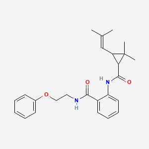 molecular formula C25H30N2O3 B4315096 2-({[2,2-dimethyl-3-(2-methylprop-1-en-1-yl)cyclopropyl]carbonyl}amino)-N-(2-phenoxyethyl)benzamide 