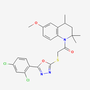 2-{[5-(2,4-dichlorophenyl)-1,3,4-oxadiazol-2-yl]sulfanyl}-1-(6-methoxy-2,2,4-trimethyl-3,4-dihydroquinolin-1(2H)-yl)ethanone