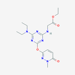 ethyl N-{4-(diethylamino)-6-[(1-methyl-6-oxo-1,6-dihydropyridazin-3-yl)oxy]-1,3,5-triazin-2-yl}glycinate