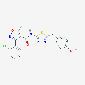 molecular formula C21H17ClN4O3S B431513 3-(2-chlorophenyl)-N-[5-(4-methoxybenzyl)-1,3,4-thiadiazol-2-yl]-5-methyl-4-isoxazolecarboxamide 