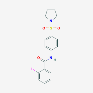 molecular formula C17H17IN2O3S B431516 2-iodo-N-[4-(pyrrolidin-1-ylsulfonyl)phenyl]benzamide 