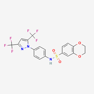 N-{4-[3,5-bis(trifluoromethyl)-1H-pyrazol-1-yl]phenyl}-2,3-dihydro-1,4-benzodioxine-6-sulfonamide