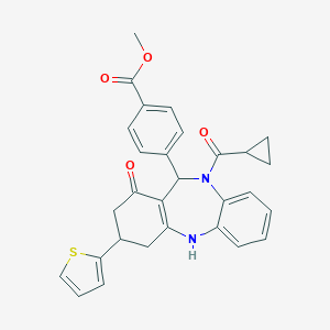 METHYL 4-[10-(CYCLOPROPYLCARBONYL)-1-OXO-3-(2-THIENYL)-2,3,4,5,10,11-HEXAHYDRO-1H-DIBENZO[B,E][1,4]DIAZEPIN-11-YL]BENZOATE