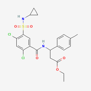 ethyl 3-({2,4-dichloro-5-[(cyclopropylamino)sulfonyl]benzoyl}amino)-3-(4-methylphenyl)propanoate