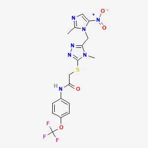 2-({4-methyl-5-[(2-methyl-5-nitro-1H-imidazol-1-yl)methyl]-4H-1,2,4-triazol-3-yl}sulfanyl)-N-[4-(trifluoromethoxy)phenyl]acetamide