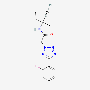 molecular formula C15H16FN5O B4315241 2-[5-(2-FLUOROPHENYL)-2H-1,2,3,4-TETRAZOL-2-YL]-N-(3-METHYLPENT-1-YN-3-YL)ACETAMIDE 