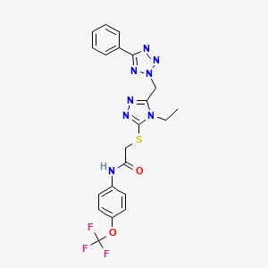 molecular formula C21H19F3N8O2S B4315306 2-({4-ethyl-5-[(5-phenyl-2H-tetrazol-2-yl)methyl]-4H-1,2,4-triazol-3-yl}sulfanyl)-N-[4-(trifluoromethoxy)phenyl]acetamide CAS No. 727673-74-7