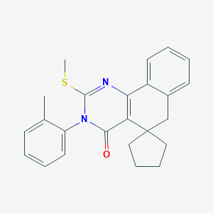 molecular formula C24H24N2OS B431531 2-(methylsulfanyl)-3-(2-methylphenyl)-5,6-dihydrospiro(benzo[h]quinazoline-5,1'-cyclopentane)-4(3H)-one 