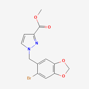 molecular formula C13H11BrN2O4 B4315313 methyl 1-[(6-bromo-1,3-benzodioxol-5-yl)methyl]-1H-pyrazole-3-carboxylate 