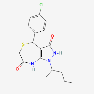 4-(4-chlorophenyl)-3-hydroxy-1-(1-methylbutyl)-4,8-dihydro-1H-pyrazolo[3,4-e][1,4]thiazepin-7(6H)-one