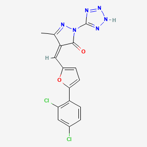 4-{[5-(2,4-dichlorophenyl)-2-furyl]methylene}-5-methyl-2-(1H-tetrazol-5-yl)-2,4-dihydro-3H-pyrazol-3-one