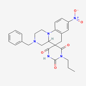 3-benzyl-8-nitro-1'-propyl-2,3,4,4a-tetrahydro-1H,2'H,6H-spiro[pyrazino[1,2-a]quinoline-5,5'-pyrimidine]-2',4',6'(1'H,3'H)-trione