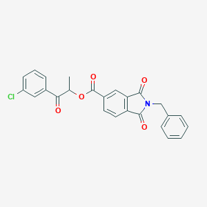 molecular formula C25H18ClNO5 B431544 2-(3-Chlorophenyl)-1-methyl-2-oxoethyl 2-benzyl-1,3-dioxo-5-isoindolinecarboxylate 