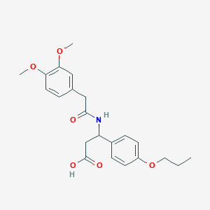 molecular formula C22H27NO6 B4315444 3-{[(3,4-dimethoxyphenyl)acetyl]amino}-3-(4-propoxyphenyl)propanoic acid 