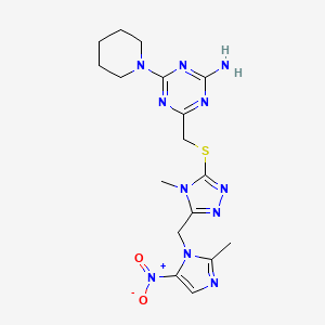 4-[({4-methyl-5-[(2-methyl-5-nitro-1H-imidazol-1-yl)methyl]-4H-1,2,4-triazol-3-yl}sulfanyl)methyl]-6-(piperidin-1-yl)-1,3,5-triazin-2-amine