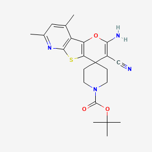 tert-butyl 4-amino-5-cyano-11,13-dimethylspiro[3-oxa-8-thia-10-azatricyclo[7.4.0.02,7]trideca-1(9),2(7),4,10,12-pentaene-6,4'-piperidine]-1'-carboxylate