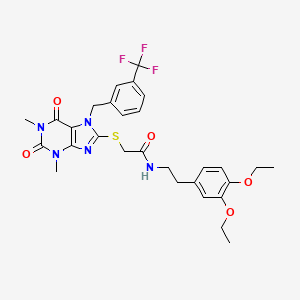 N-[2-(3,4-diethoxyphenyl)ethyl]-2-({1,3-dimethyl-2,6-dioxo-7-[3-(trifluoromethyl)benzyl]-2,3,6,7-tetrahydro-1H-purin-8-yl}sulfanyl)acetamide