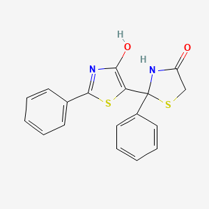 molecular formula C18H14N2O2S2 B4315526 2-(4-hydroxy-2-phenyl-1,3-thiazol-5-yl)-2-phenyl-1,3-thiazolidin-4-one 