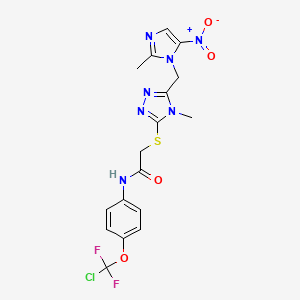 N-{4-[chloro(difluoro)methoxy]phenyl}-2-({4-methyl-5-[(2-methyl-5-nitro-1H-imidazol-1-yl)methyl]-4H-1,2,4-triazol-3-yl}sulfanyl)acetamide