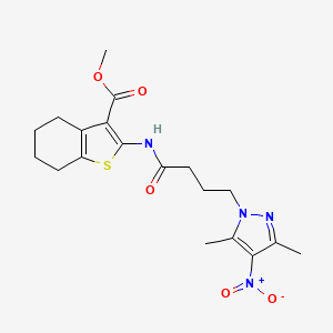 molecular formula C19H24N4O5S B4315536 methyl 2-{[4-(3,5-dimethyl-4-nitro-1H-pyrazol-1-yl)butanoyl]amino}-4,5,6,7-tetrahydro-1-benzothiophene-3-carboxylate 