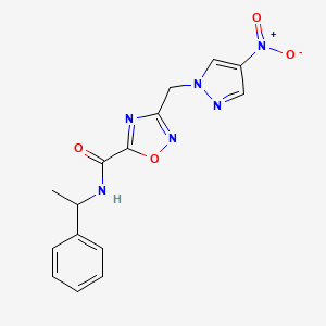 3-[(4-nitro-1H-pyrazol-1-yl)methyl]-N-(1-phenylethyl)-1,2,4-oxadiazole-5-carboxamide