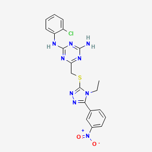 N2-(2-CHLOROPHENYL)-6-({[4-ETHYL-5-(3-NITROPHENYL)-4H-1,2,4-TRIAZOL-3-YL]SULFANYL}METHYL)-1,3,5-TRIAZINE-2,4-DIAMINE