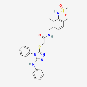 2-[(5-ANILINO-4-PHENYL-4H-1,2,4-TRIAZOL-3-YL)SULFANYL]-N-{2,4-DIMETHYL-3-[(METHYLSULFONYL)AMINO]BENZYL}ACETAMIDE