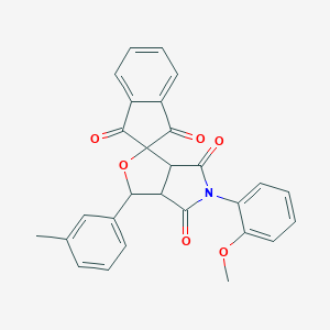 molecular formula C28H21NO6 B431567 5-(2-methoxyphenyl)-1-(3-methylphenyl)spiro[3a,6a-dihydro-1H-furo[3,4-c]pyrrole-3,2'-indene]-1',3',4,6-tetrone CAS No. 1005108-20-2