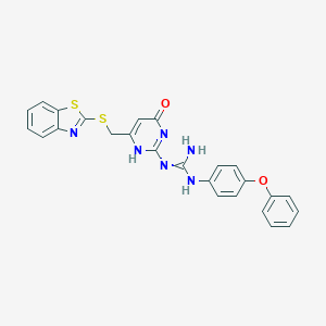 molecular formula C25H20N6O2S2 B431568 2-[6-(1,3-benzothiazol-2-ylsulfanylmethyl)-4-oxo-1H-pyrimidin-2-yl]-1-(4-phenoxyphenyl)guanidine CAS No. 511514-16-2