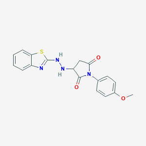 molecular formula C18H16N4O3S B431569 3-[2-(1,3-Benzothiazol-2-yl)hydrazino]-1-(4-methoxyphenyl)-2,5-pyrrolidinedione CAS No. 956262-70-7