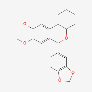 molecular formula C22H24O5 B4315697 6-(1,3-benzodioxol-5-yl)-8,9-dimethoxy-2,3,4,4a,6,10b-hexahydro-1H-benzo[c]chromene 