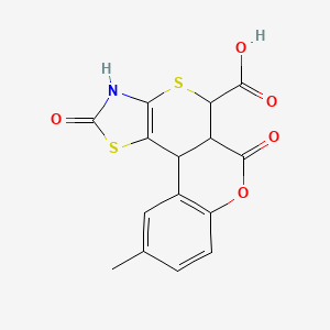 molecular formula C15H11NO5S2 B4315709 10-methyl-2,6-dioxo-3,5a,6,11b-tetrahydro-2H,5H-chromeno[4',3':4,5]thiopyrano[2,3-d][1,3]thiazole-5-carboxylic acid 