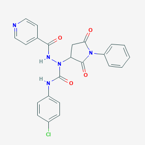 molecular formula C23H18ClN5O4 B431571 N-(4-chlorophenyl)-1-(2,5-dioxo-1-phenyl-3-pyrrolidinyl)-2-isonicotinoylhydrazinecarboxamide CAS No. 956625-82-4