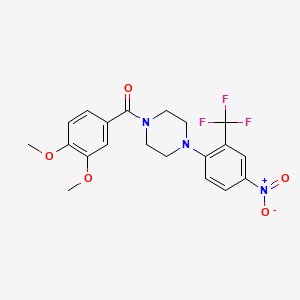 molecular formula C20H20F3N3O5 B4315711 1-(3,4-dimethoxybenzoyl)-4-[4-nitro-2-(trifluoromethyl)phenyl]piperazine 