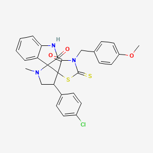 molecular formula C28H24ClN3O3S2 B4315728 4'-(4-chlorophenyl)-3''-(4-methoxybenzyl)-1'-methyl-2''-thioxo-4''H-dispiro[indole-3,2'-pyrrolidine-3',5''-[1,3]thiazolidine]-2,4''(1H)-dione 