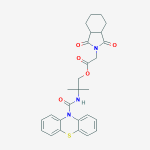 molecular formula C27H29N3O5S B431577 2-methyl-2-[(10H-phenothiazin-10-ylcarbonyl)amino]propyl (1,3-dioxooctahydro-2H-isoindol-2-yl)acetate CAS No. 511513-88-5