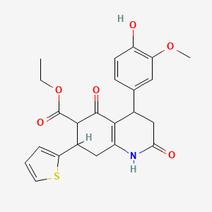 ethyl 4-(4-hydroxy-3-methoxyphenyl)-2,5-dioxo-7-(2-thienyl)-1,2,3,4,5,6,7,8-octahydroquinoline-6-carboxylate